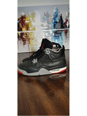 Air Jordan 4 Retro Bred Reimagined Shoes Youth Size 5Y Black Sneakers FQ8213-006